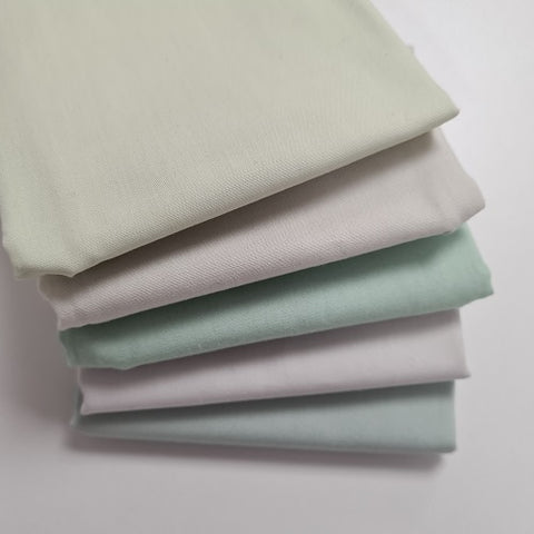 Art Gallery Fabrics Pure Solids Shades of Pale Green and Grey Bundle