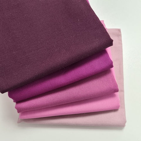 Art Gallery Fabrics Pure Solids Shades of Purple and Pink Bundle